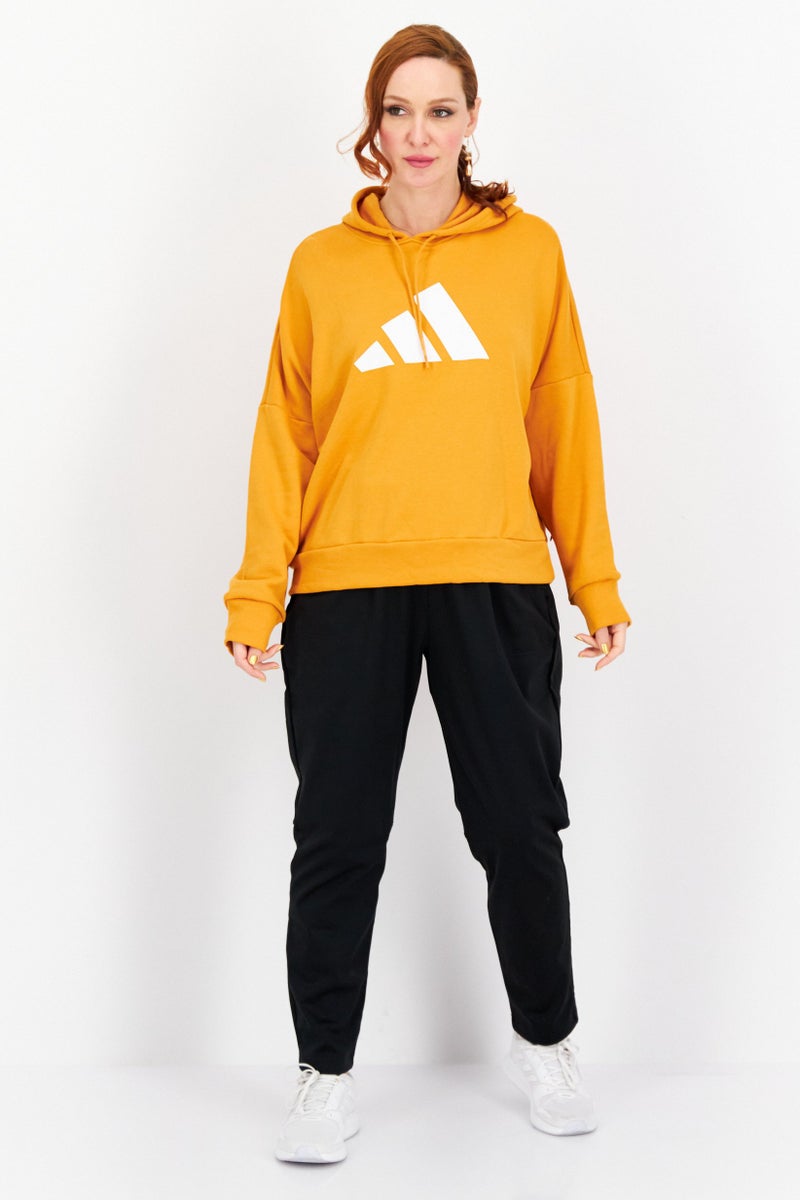 Adidas Women Sport Fit Brand Logo Outdoor Sweatshirt, Orange - Image 2